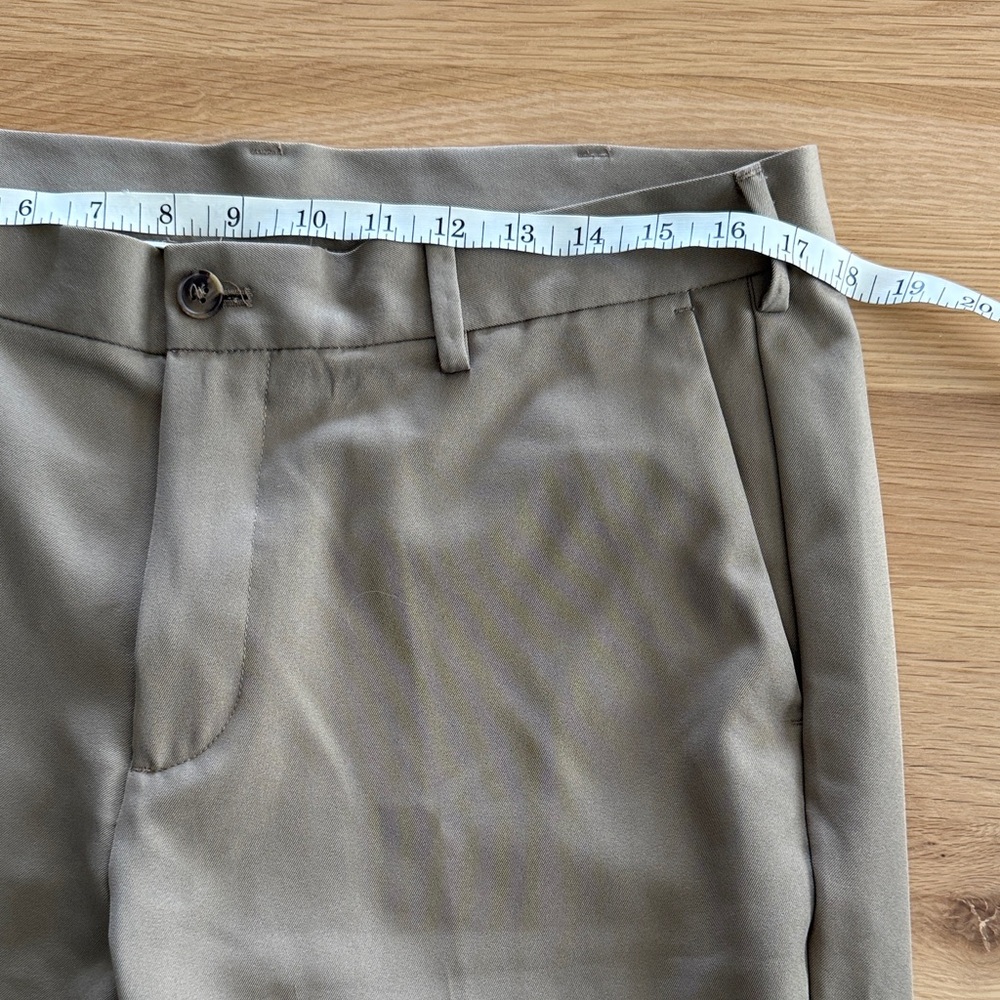 Izod Men's Khaki Flat-Front Chinos in Taupe - Picture 6 of 7